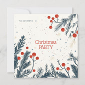 Christmas Holly Party Lunch and Gift Exchange カード (正面)