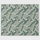 Christmas Holly Pattern ラッピングペーパー (フラット)