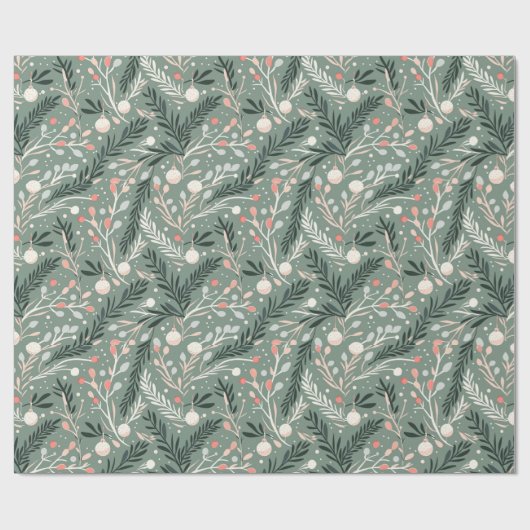 Christmas Holly Pattern ラッピングペーパー (フラット)