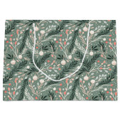 Christmas Holly Pattern ラージペーパーバッグ (正面)