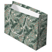 Christmas Holly Pattern ラージペーパーバッグ (正面アングル)