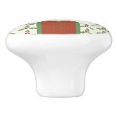 Christmas Holly Pattern Green Holly Red Berries セラミックノブ (側面)