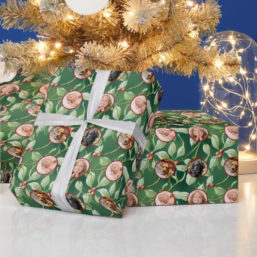 Christmas Holly Photo Wrapping Paper ラッピングペーパー (クリスマス)