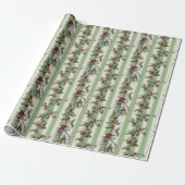 Christmas Holly Stripe Toile Elegant  ラッピングペーパー (アンロールド)