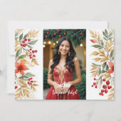 Christmas Holly Sweet Floral Spanish Photo Mis XV 招待状 (正面)