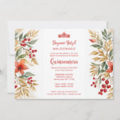 Christmas Holly Sweet Floral Spanish Photo Mis XV 招待状 (裏面)