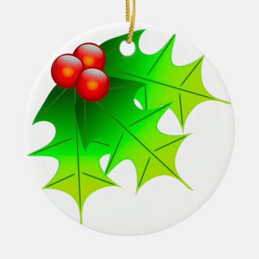 Christmas Holly Transparent Background セラミックオーナメント (正面)