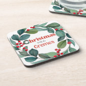 Christmas Holly wreath Throw Pillow コースター (左側)