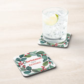 Christmas Holly wreath Throw Pillow コースター (右側)