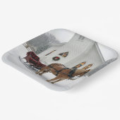 Christmas Horse-Drawn Sleigh Waiting By a Chapel ペーパープレート (傾斜あり)