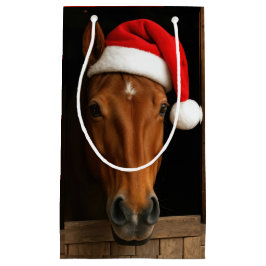 Christmas Horse In Stable Window スモールペーパーバッグ
