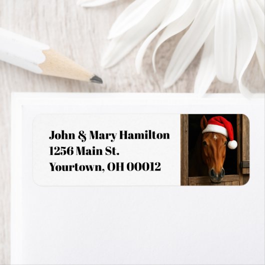 Christmas Horse In Stable Window ラベル (インサイチュ)
