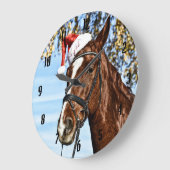 Christmas horse with hat ラージ壁時計 (傾斜)