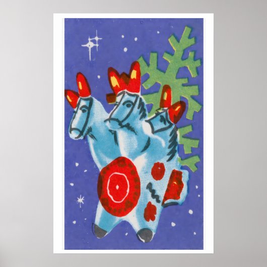 Christmas Horses - Matchbox Print - Aesthetic Wall ポスター (正面)
