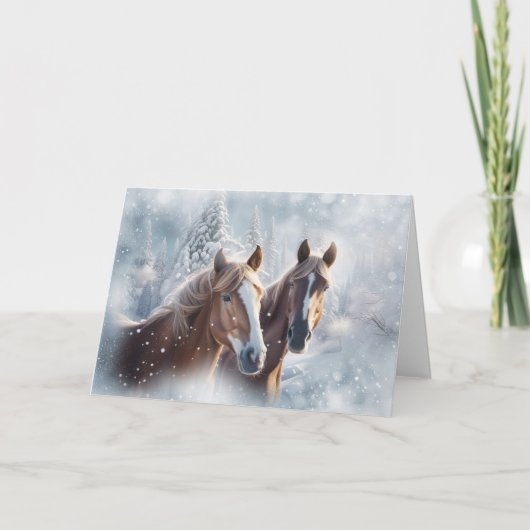 Christmas Horses Seasons Greetings Pretty Horses シーズンカード (正面)