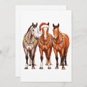 Christmas Horses Western Cowboy Santa Hat Farm シーズンカード (正面/裏面)