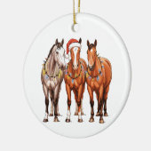 Christmas Horses Western Cowboy Santa Hat Farm セラミックオーナメント (左)