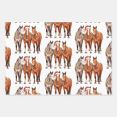 Christmas Horses Western Cowboy Santa Hat Farm ラッピングペーパーシート (正面)