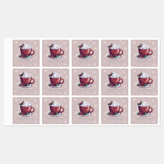 Christmas Hot Chocolate | Blush Pink Baking ラベル (シート)