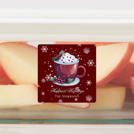Christmas Hot Chocolate Personalized Red Baking ラベル (貼付)