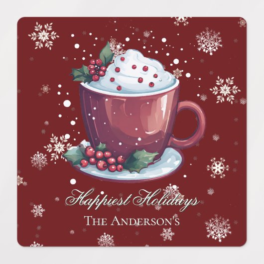 Christmas Hot Chocolate Personalized Red Baking ラベル (デザイン2)