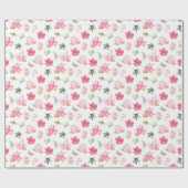 Christmas Hot Cocoa and Pink Poinsettias ラッピングペーパー (フラット)