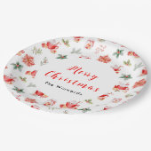 Christmas Hot Cocoa and Red Poinsettias ペーパープレート (アングル)