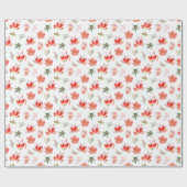 Christmas Hot Cocoa and Red Poinsettias ラッピングペーパー (フラット)