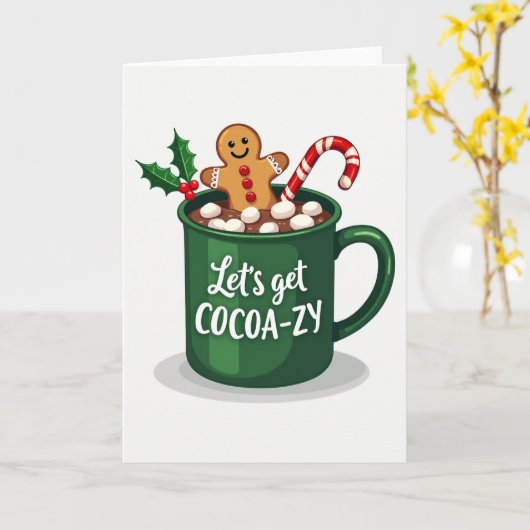 Christmas Hot Cocoa Gingerbread Candy Cane Card カード (黄色い花)