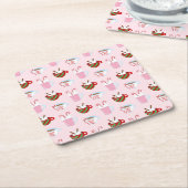 Christmas Hot Cocoa Pattern スクエアペーパーコースター (アングル)