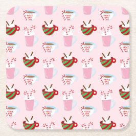 Christmas Hot Cocoa Pattern スクエアペーパーコースター