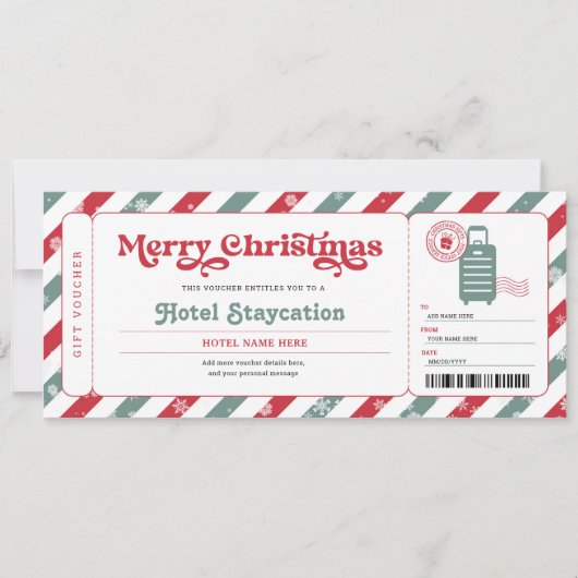 Christmas Hotel Stay Gift Certificate 招待状 (正面)