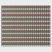 Christmas Houndstooth Green and Red Pattern ラッピングペーパー (フラット)