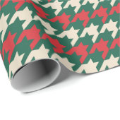 Christmas Houndstooth Green and Red Pattern ラッピングペーパー (ロールコーナー)