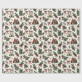 Christmas House Pattern Wrapping Paper ラッピングペーパー (フラット)
