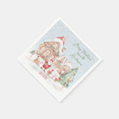 Christmas House Santa Tree Holidays Party スタンダードカクテルナプキン (角)