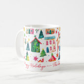 Christmas Houses Happy Holidays コーヒーマグカップ (正面左)
