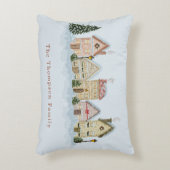 Christmas Houses Winter Street Scene Festive Blue アクセントクッション (正面(垂直))