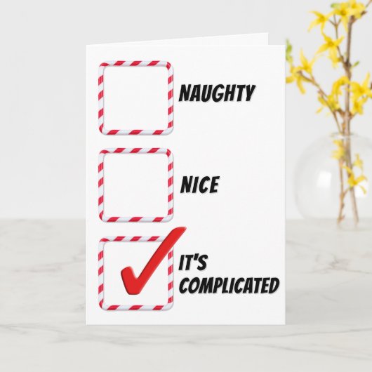 Christmas Humor Naughty Or Nice  カード (黄色い花)