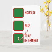 Christmas Humor Naughty Or Nice Check Boxes  カード (黄色い花)