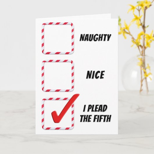 Christmas Humor Naughty Or Nice Check Boxes カード (黄色い花)