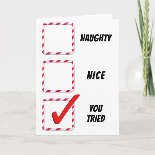 Christmas Humor Naughty Or Nice Check Boxes  カード (正面)