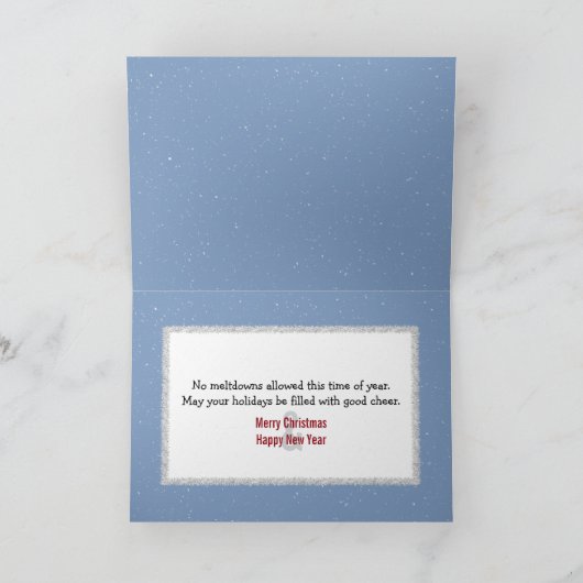 Christmas Humor Snowmen Melting Around a Campfire カード (内部)