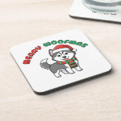 Christmas Husky Coaster: Merry Woofmas コースター (左側)