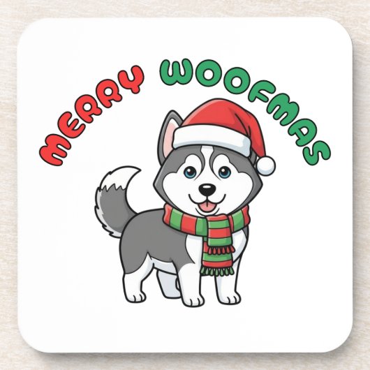 Christmas Husky Coaster: Merry Woofmas コースター (正面)