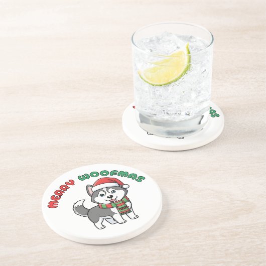 Christmas Husky Coaster: Merry Woofmas コースター (側面)