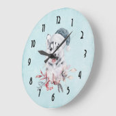 Christmas Husky Dog in a Santa Hat ラージ壁時計 (傾斜)