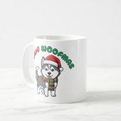 Christmas Husky Mug: Merry Woofmas コーヒーマグカップ (正面左)