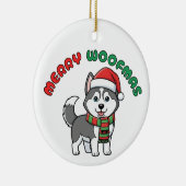 Christmas Husky Ornament: Merry Woofmas セラミックオーナメント (右)