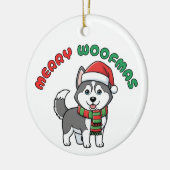 Christmas Husky Ornament: Merry Woofmas セラミックオーナメント (左)